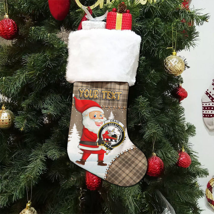 Craig (Craigie) Weathered Clan Badge Tartan Christmas Stocking Holiday Blessings Merry Christmas Joy