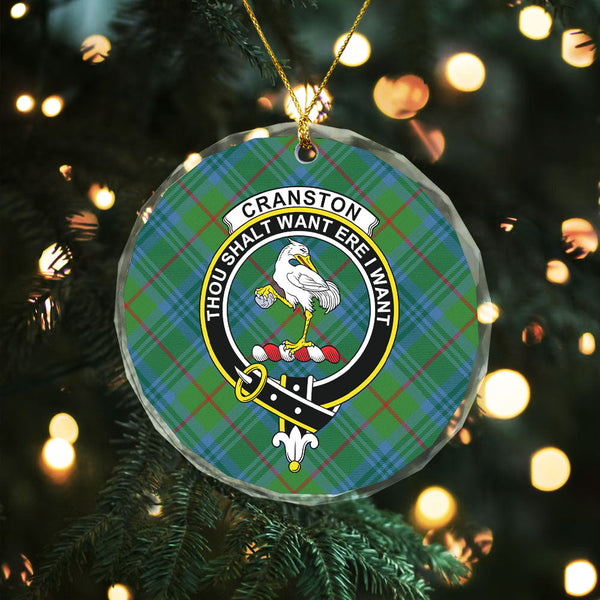 Cranston Modern Clan Badge Tartan Glass Ornament