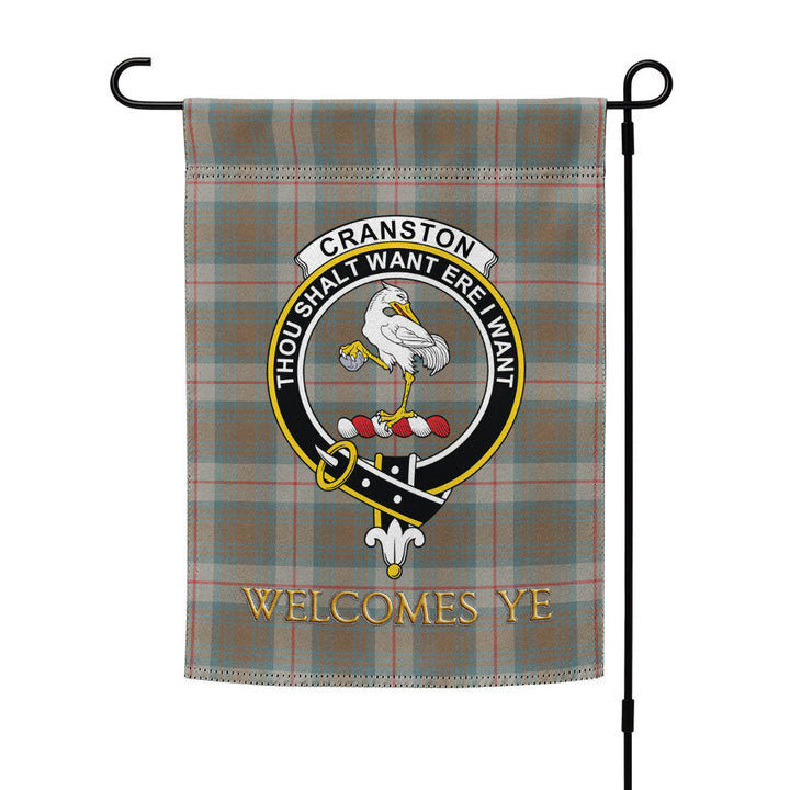 Cranston Weathered Clan Badge Tartan Garden Flag