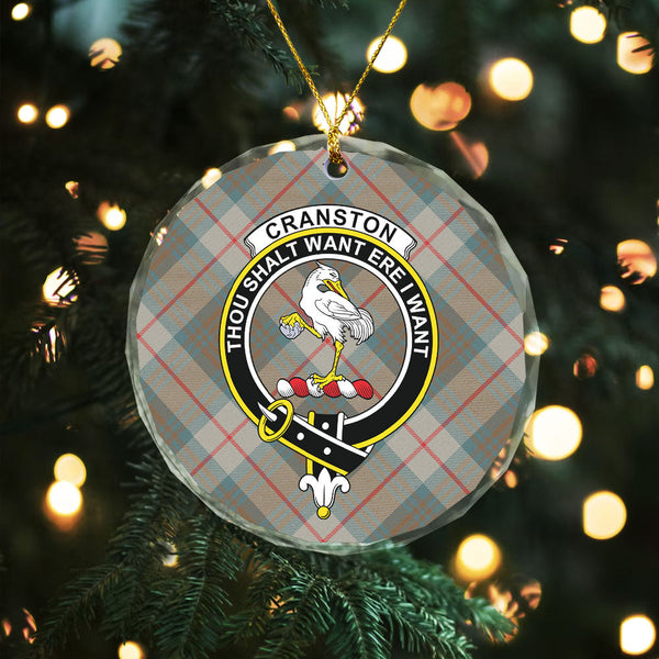Cranston Weathered Clan Badge Tartan Glass Ornament