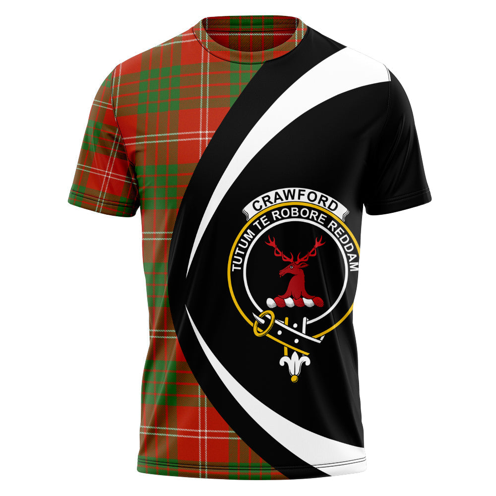 Crawford Ancient Of New Zealand Tartan T-shirt - Lion Rampant And Celtic Thistle Style