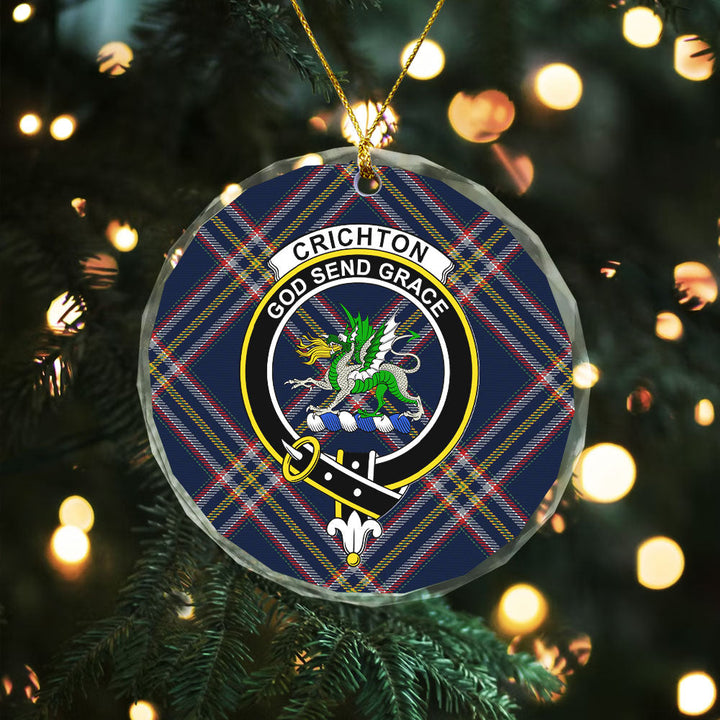 Crichton (Creighton) Modern Clan Badge Tartan Glass Ornament