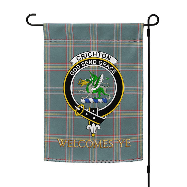 Crichton (Creighton) Weathered Clan Badge Tartan Garden Flag