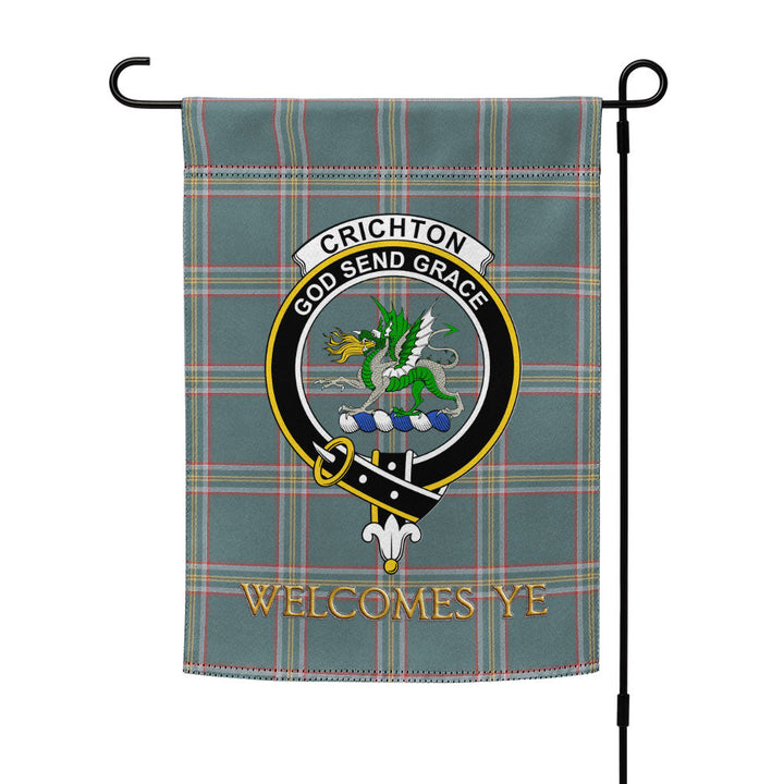 Crichton (Creighton) Weathered Clan Badge Tartan Garden Flag
