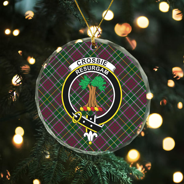 Crosbie Clan Badge Tartan Glass Ornament