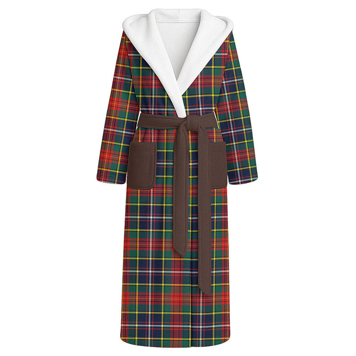 Crozier Modern Clan Badge Tartan Flannel Hooded Bathrobe