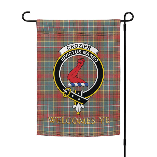 Crozier Weathered Clan Badge Tartan Garden Flag