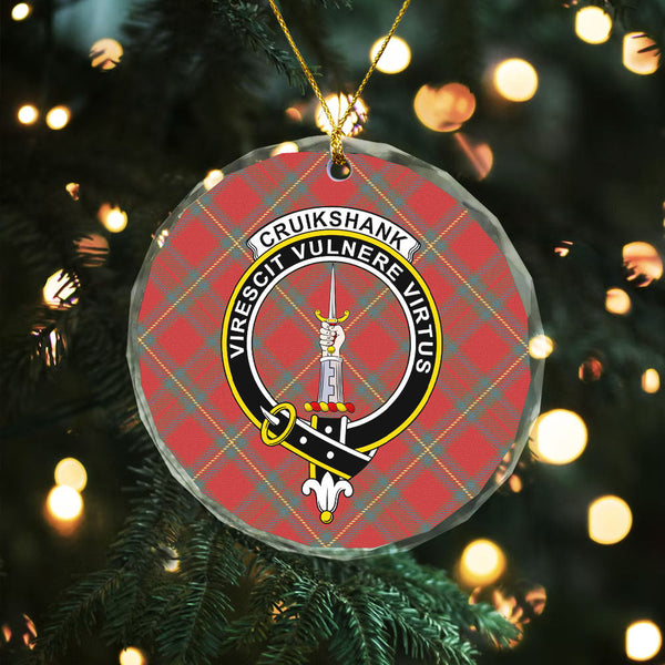 Cruikshank Weathered Clan Badge Tartan Glass Ornament