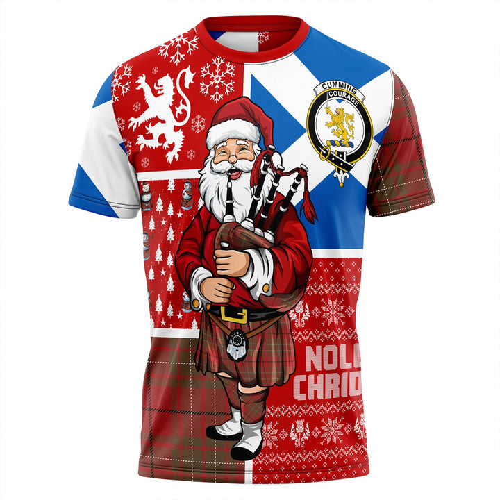 Cumming Weathered Clan Badge Tartan T-Shirt Scotland Christmas Santa