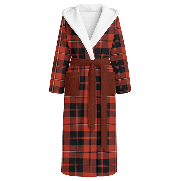 Cunningham Ancient Clan Badge Tartan Flannel Hooded Bathrobe
