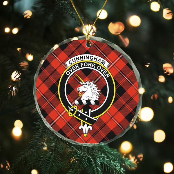 Cunningham Ancient Clan Badge Tartan Glass Ornament