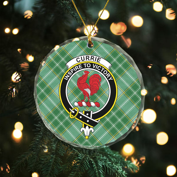 Currie Ancient Clan Badge Tartan Glass Ornament