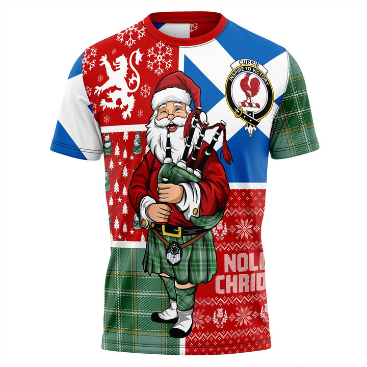 Currie Ancient Clan Badge Tartan T-Shirt Scotland Christmas Santa