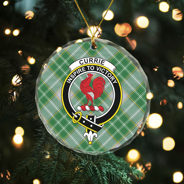 Currie Modern Clan Badge Tartan Glass Ornament