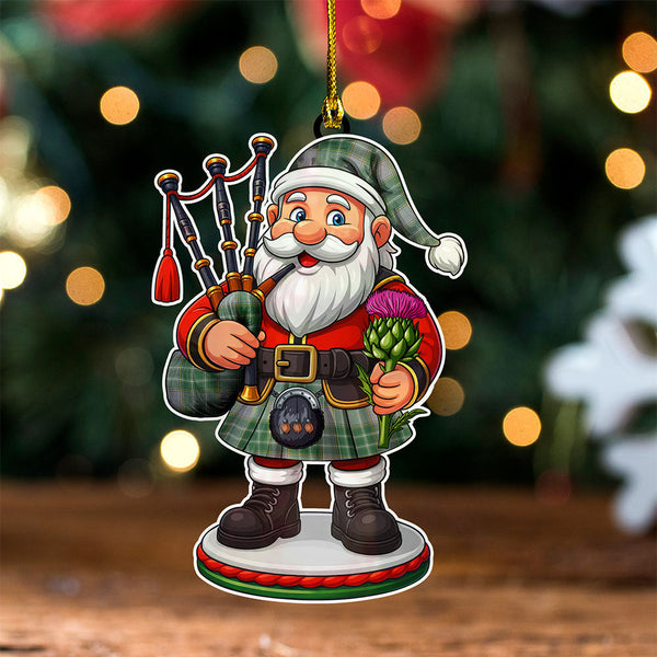 Currie Modern Clan Badge Tartan Wood Acrylic Ornament Scottish Santa Claus Bagpipe