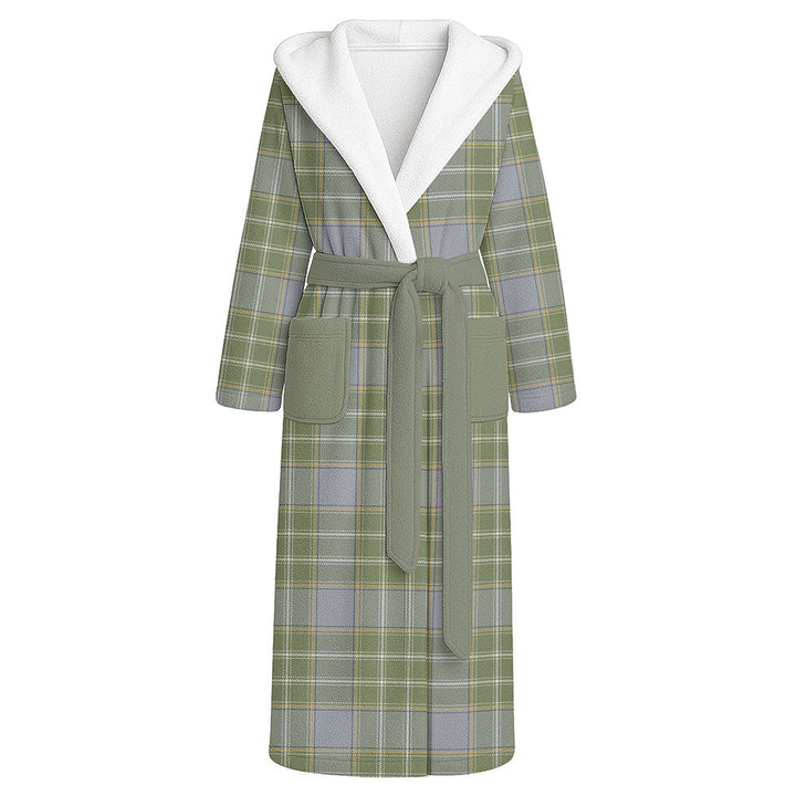 Currie Weathered Clan Badge Tartan Flannel Hooded Bathrobe