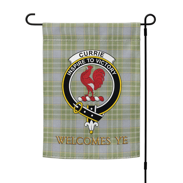 Currie Weathered Clan Badge Tartan Garden Flag