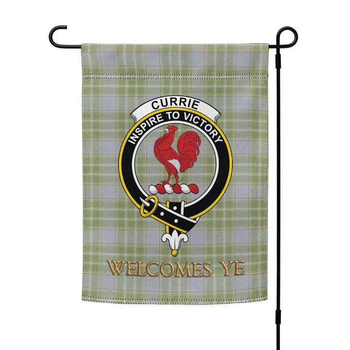 Currie Weathered Clan Badge Tartan Garden Flag