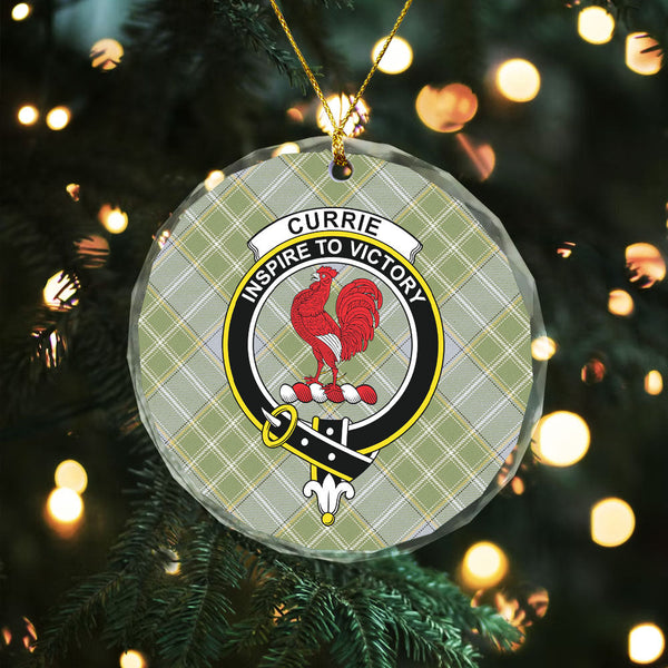 Currie Weathered Clan Badge Tartan Glass Ornament