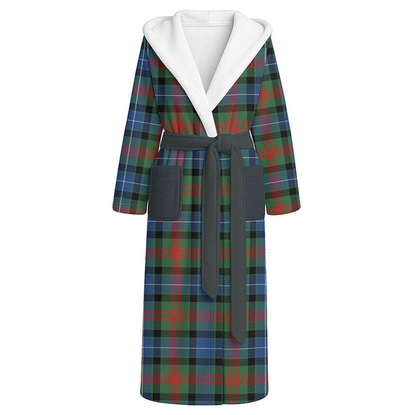 Curry (Currie) Modern Clan Badge Tartan Flannel Hooded Bathrobe