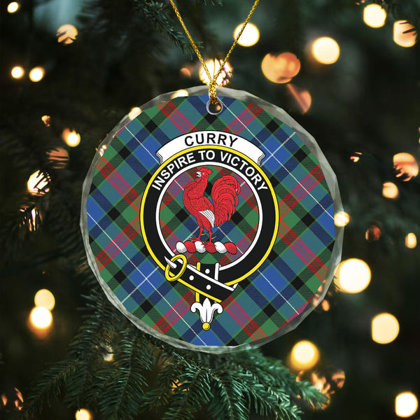 Curry (Currie) Modern Clan Badge Tartan Glass Ornament