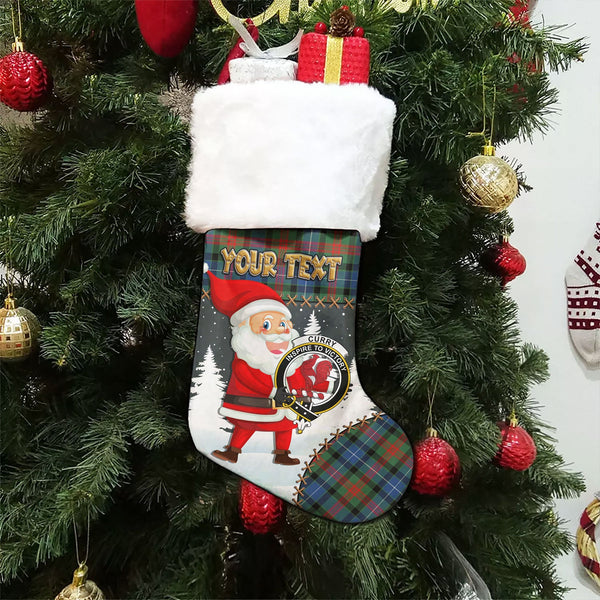Curry (Currie) Modern Clan Badge Tartan Christmas Stocking Holiday Blessings Merry Christmas Joy