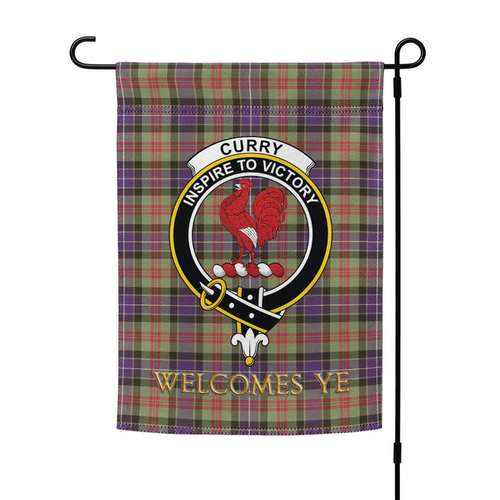 Curry (Currie) Weathered Clan Badge Tartan Garden Flag