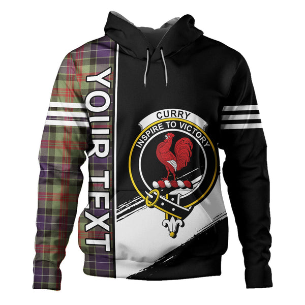 Curry (Currie) Weathered Clan Badge Tartan Hoodie Quarter Style Personalized