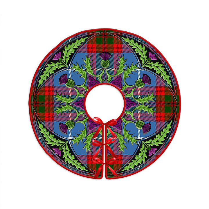Dalmahoy Clan Badge Tartan Christmas Tree Skirt Scottish Thistle Design