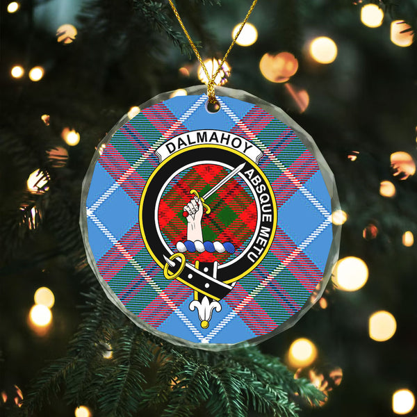 Dalmahoy Clan Badge Tartan Glass Ornament