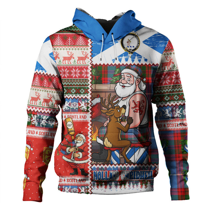 Dalmahoy Clan Badge Tartan Hoodie Scottish Santa Tattoo Christmas Comic Patchwork Style