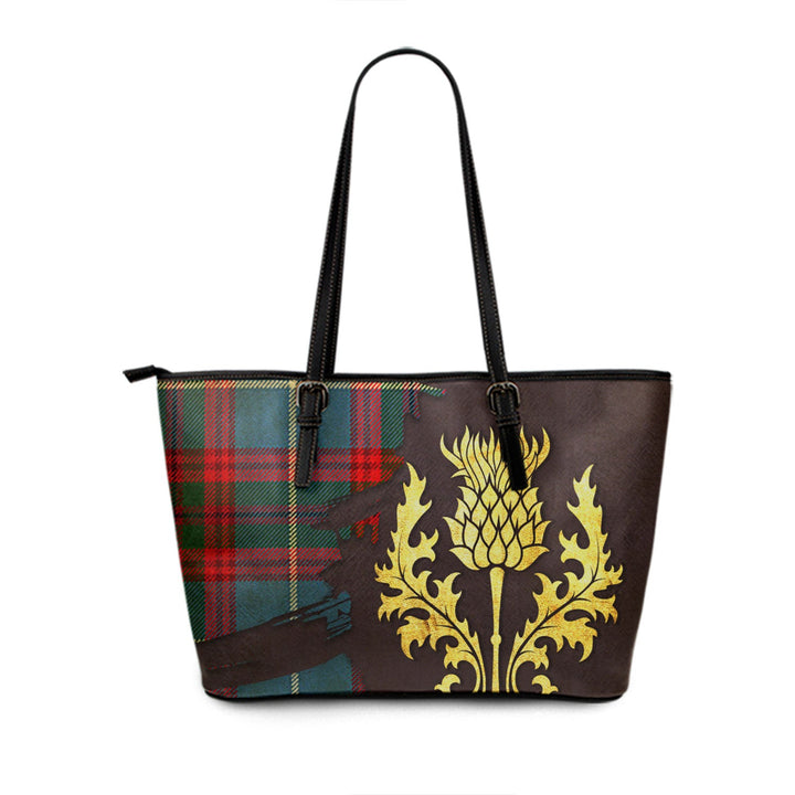 Dalmahoy Tartan Leather Tote Bag Thistle Oldest Style