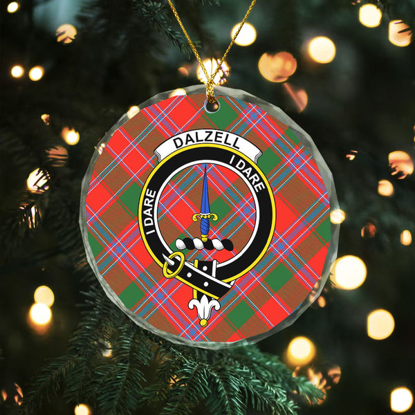 Dalzell  Clan Badge Tartan Glass Ornament