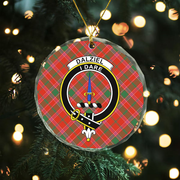 Dalziel Ancient Clan Badge Tartan Glass Ornament