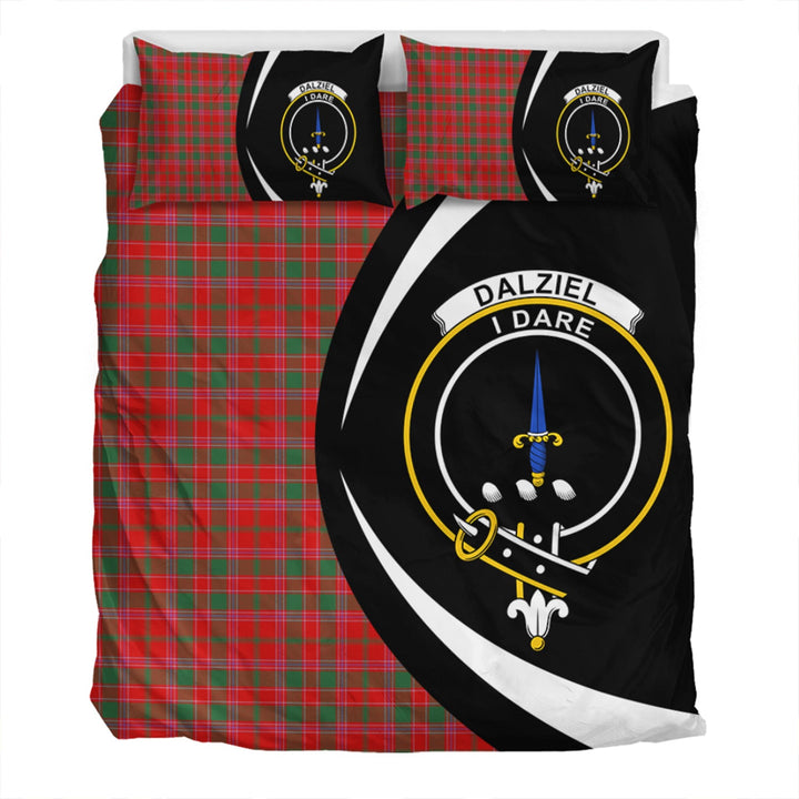 Dalziel Modern Clan Badge Tartan Bedding Set Circle Style