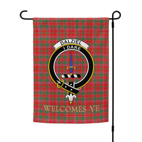 Dalziel Modern Clan Badge Tartan Garden Flag
