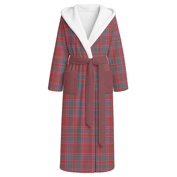 Dalziel Weathered Clan Badge Tartan Flannel Hooded Bathrobe