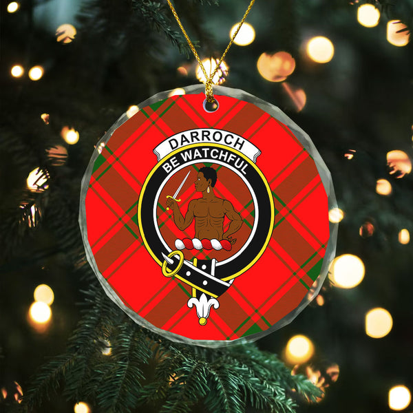 Darroch Clan Badge Tartan Glass Ornament
