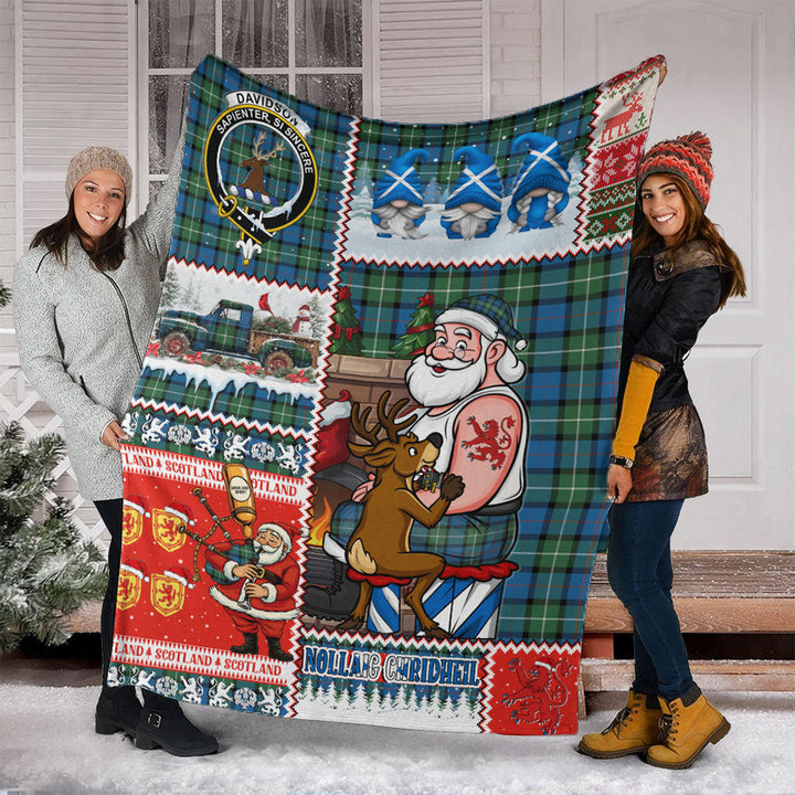 Davidson Ancient Clan Badge Tartan Blanket Scotland Santa Tattoo Christmas Comic Patchwork Style