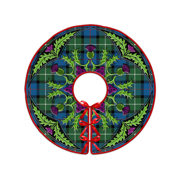 Davidson Ancient Clan Badge Tartan Christmas Tree Skirt Scottish Thistle Design