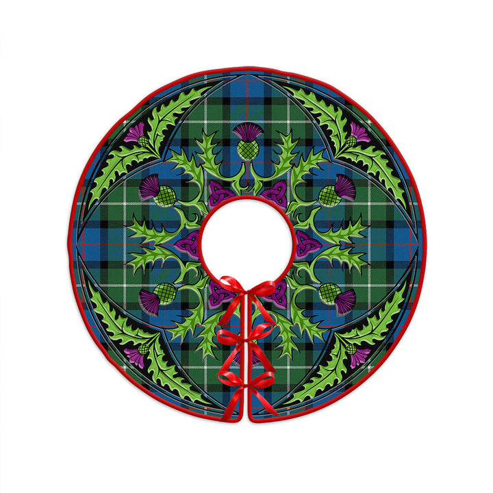 Davidson Ancient Clan Badge Tartan Christmas Tree Skirt Scottish Thistle Design
