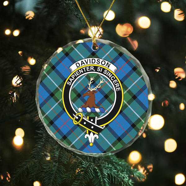 Davidson Ancient Clan Badge Tartan Glass Ornament