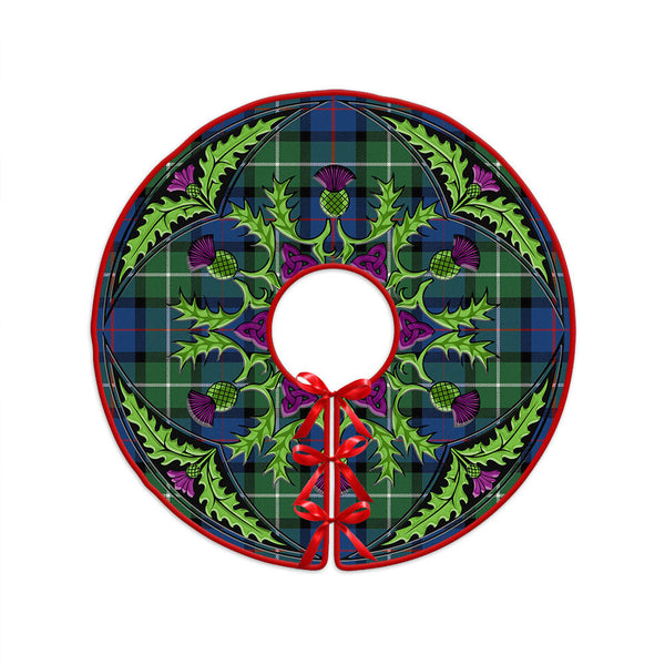 Davidson Modern Clan Badge Tartan Christmas Tree Skirt Scottish Thistle Design