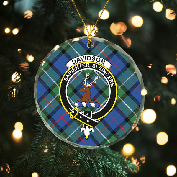 Davidson Modern Clan Badge Tartan Glass Ornament