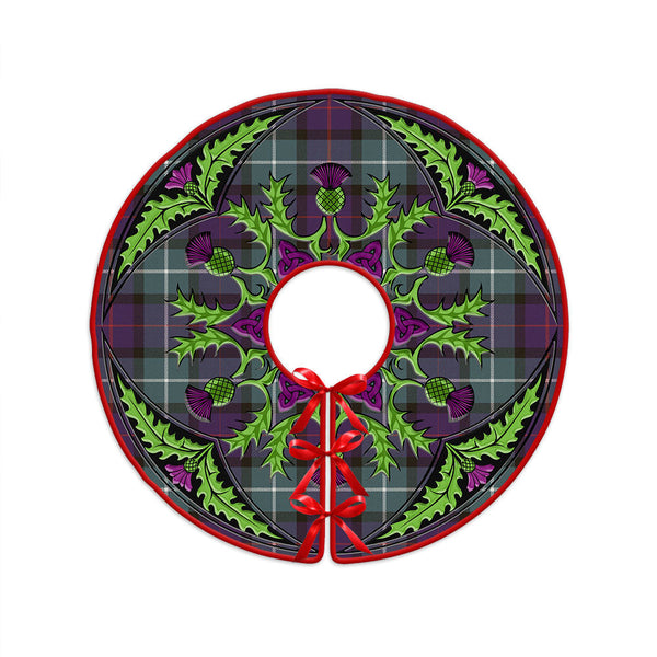 Davidson Weathered Clan Badge Tartan Christmas Tree Skirt Scottish Thistle Design