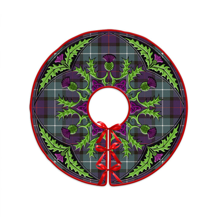 Davidson Weathered Clan Badge Tartan Christmas Tree Skirt Scottish Thistle Design