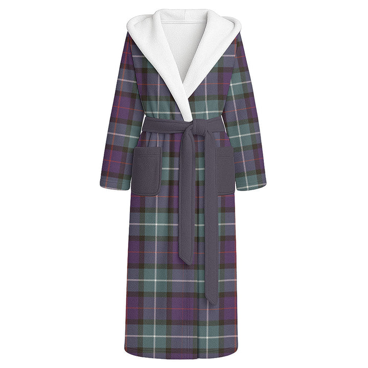 Davidson Weathered Clan Badge Tartan Flannel Hooded Bathrobe