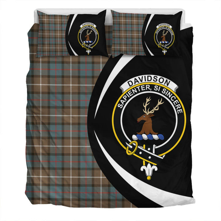 Davidson of Tulloch Weathered Clan Badge Tartan Bedding Set Circle Style