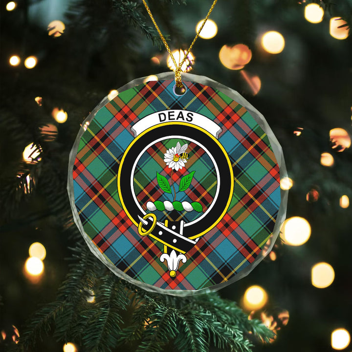 Deas Ancient Clan Badge Tartan Glass Ornament