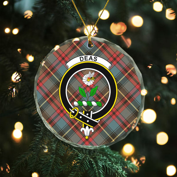 Deas Weathered Clan Badge Tartan Glass Ornament